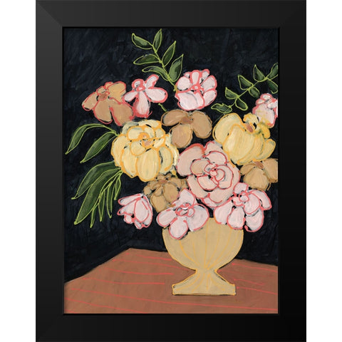 Floral Outlined I Black Modern Wood Framed Art Print by Moore, Regina