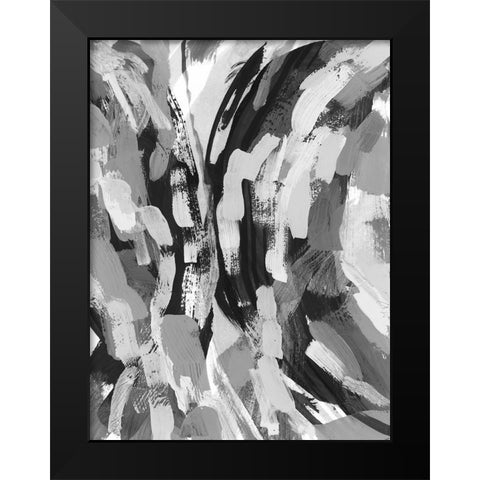 Grey Strokes II Black Modern Wood Framed Art Print by Galapon, Nikki