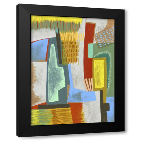 Colorful Composition Black Modern Wood Framed Art Print with Double Matting by Galapon, Nikki