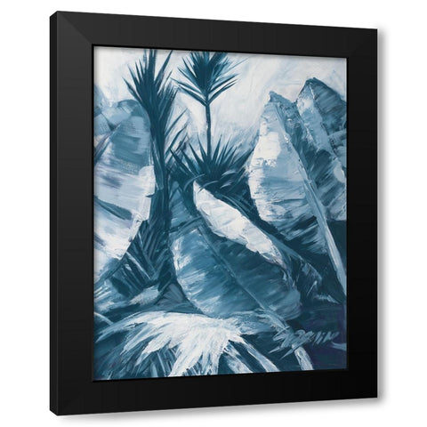 Blue Palms II Black Modern Wood Framed Art Print by Wilkins, Suzanne