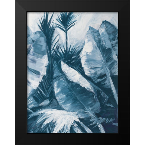 Blue Palms II Black Modern Wood Framed Art Print by Wilkins, Suzanne