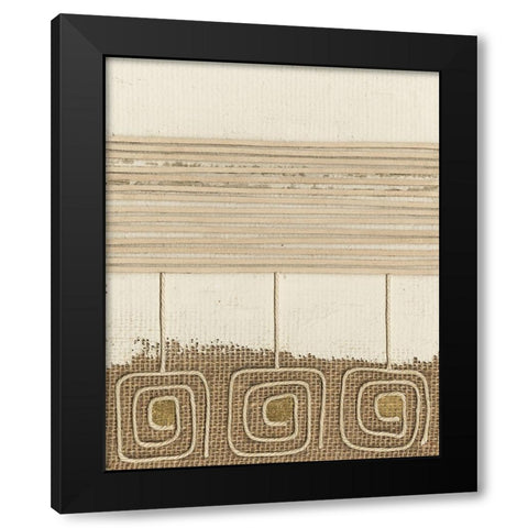 Golden Tribal Sign I Black Modern Wood Framed Art Print with Double Matting by Saunders, Alonzo