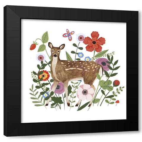 Spring Floral Critters I Black Modern Wood Framed Art Print by Barnes, Victoria