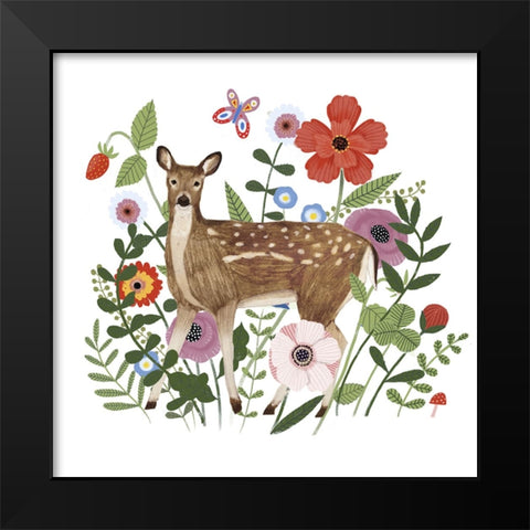 Spring Floral Critters I Black Modern Wood Framed Art Print by Barnes, Victoria