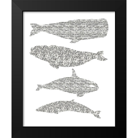 Dashed Whale Chart I Black Modern Wood Framed Art Print by Vision Studio