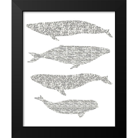 Dashed Whale Chart II Black Modern Wood Framed Art Print by Vision Studio