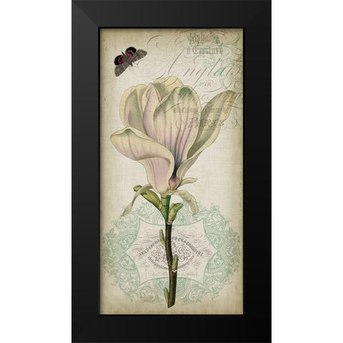 Cartouche and Floral I Black Modern Wood Framed Art Print by Goldberger, Jennifer