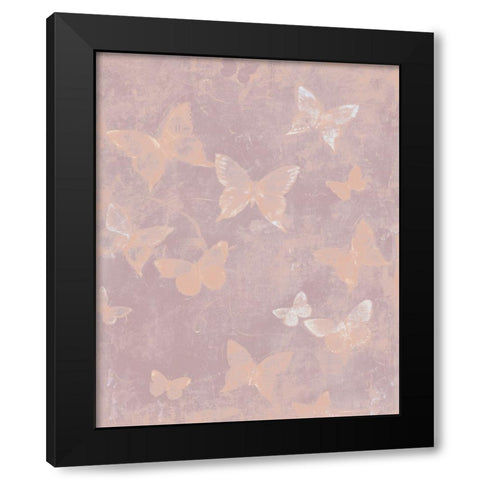 Blush Butterfly Flight I Black Modern Wood Framed Art Print with Double Matting by OToole, Tim