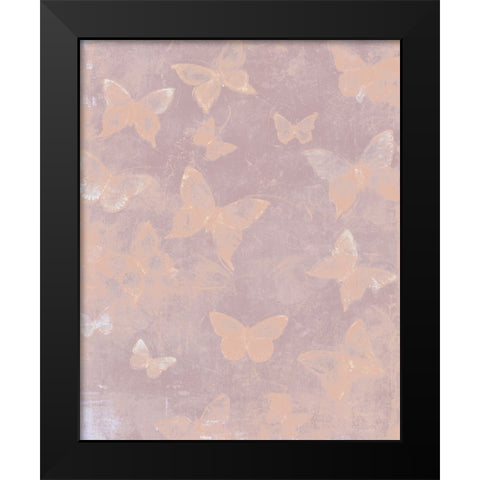 Blush Butterfly Flight II Black Modern Wood Framed Art Print by OToole, Tim