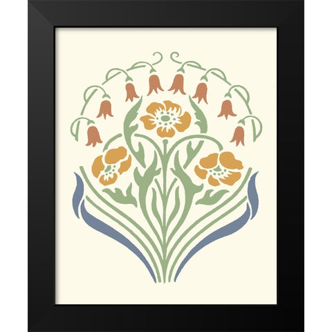 Floral Woodblock Motif I Black Modern Wood Framed Art Print by Barnes, Victoria