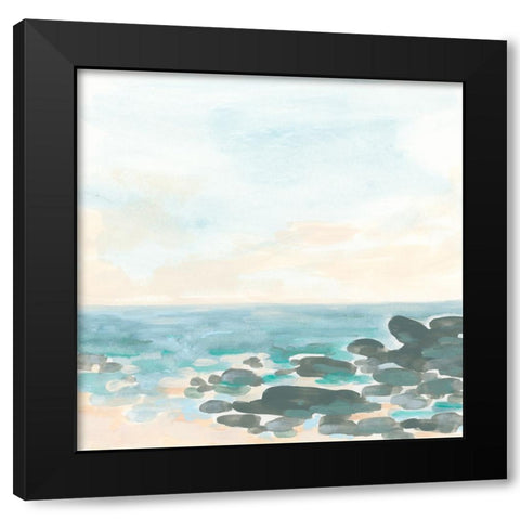 Shore Stones II Black Modern Wood Framed Art Print by Vess, June Erica