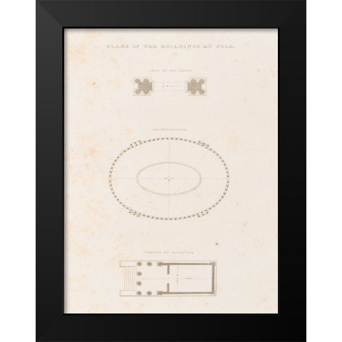Antiquities of Pola, Ancient Blueprints I Black Modern Wood Framed Art Print by Unknown