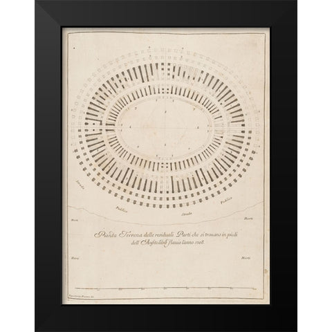 Antiquities of Pola, Ancient Blueprints III Black Modern Wood Framed Art Print by Unknown