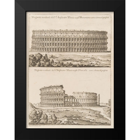 Antiquities of Pola, Ancient Blueprints IV Black Modern Wood Framed Art Print by Unknown