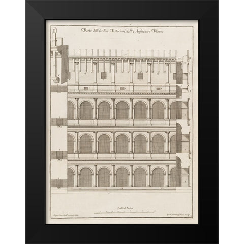 Antiquities of Pola, Ancient Blueprints V Black Modern Wood Framed Art Print by Unknown