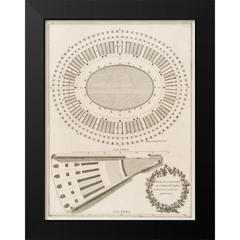 Antiquities of Pola, Ancient Blueprints VII Black Modern Wood Framed Art Print by Unknown
