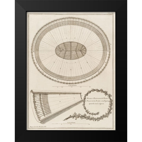 Antiquities of Pola, Ancient Blueprints VIII Black Modern Wood Framed Art Print by Unknown