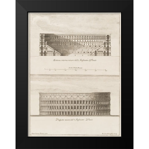 Antiquities of Pola, Ancient Blueprints IX Black Modern Wood Framed Art Print by Unknown