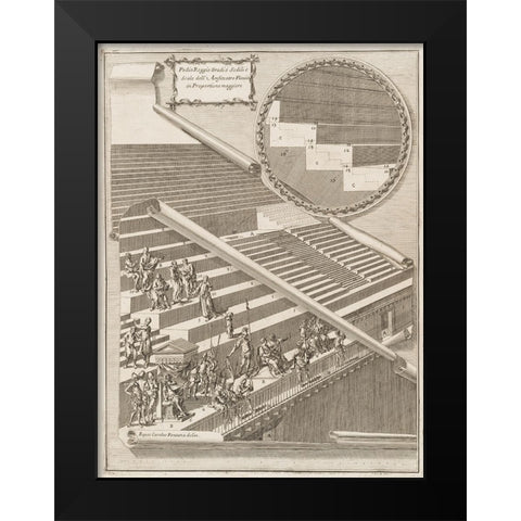 Antiquities of Pola, Ancient Blueprints X Black Modern Wood Framed Art Print by Unknown