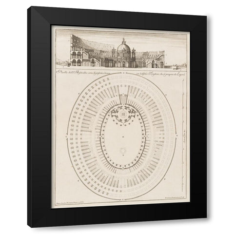 Antiquities of Pola, Ancient Blueprints XI Black Modern Wood Framed Art Print by Unknown