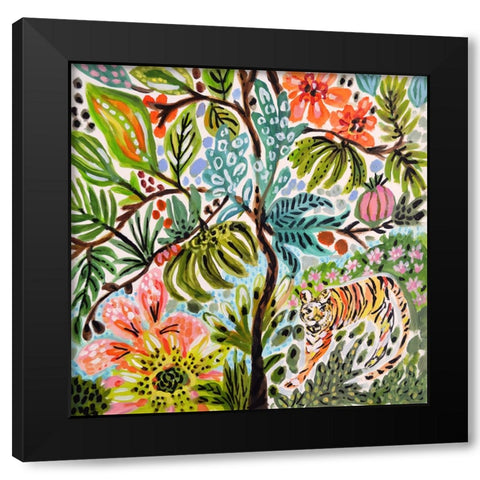 Jungle Cat Landscape II Black Modern Wood Framed Art Print by Fields, Karen