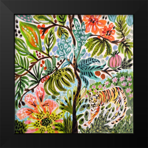 Jungle Cat Landscape II Black Modern Wood Framed Art Print by Fields, Karen