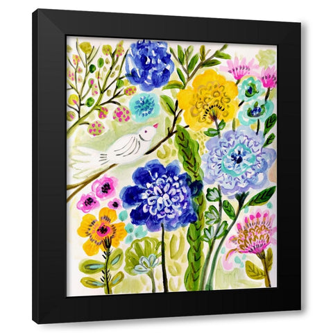Morning Bird Black Modern Wood Framed Art Print by Fields, Karen