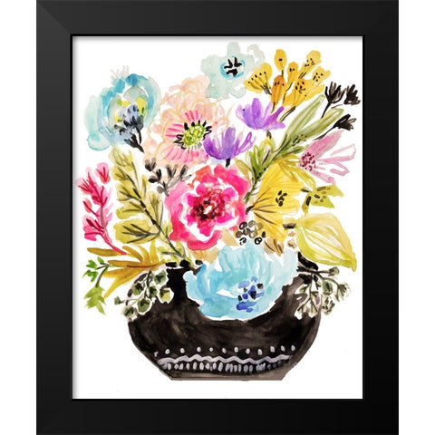 Black Floral Vase I Black Modern Wood Framed Art Print by Fields, Karen