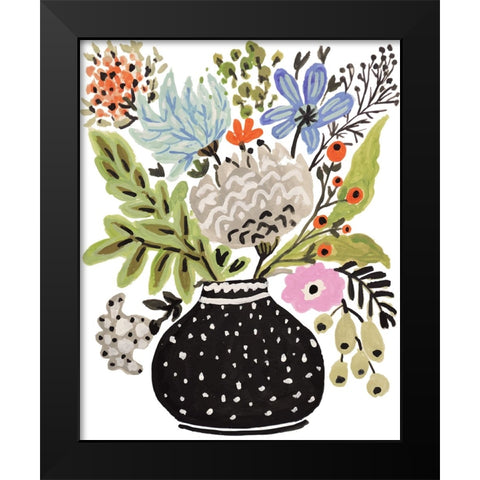 Black Floral Vase II Black Modern Wood Framed Art Print by Fields, Karen