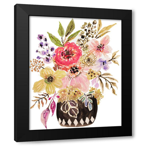 Black Floral Vase III Black Modern Wood Framed Art Print by Fields, Karen