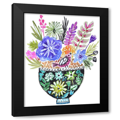 Black Floral Vase IV Black Modern Wood Framed Art Print by Fields, Karen