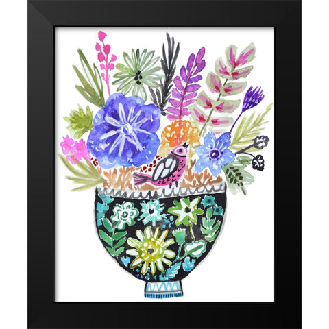 Black Floral Vase IV Black Modern Wood Framed Art Print by Fields, Karen