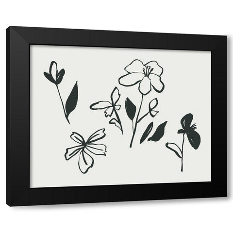 Little Flora I Black Modern Wood Framed Art Print with Double Matting by Wang, Melissa