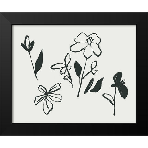 Little Flora I Black Modern Wood Framed Art Print by Wang, Melissa