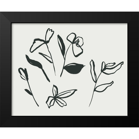 Little Flora II Black Modern Wood Framed Art Print by Wang, Melissa