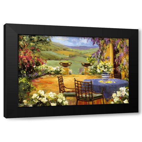 Countryside Terrace Black Modern Wood Framed Art Print with Double Matting by Stevens, Allayn