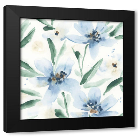 Blue Daisy I Black Modern Wood Framed Art Print with Double Matting by Vess, June Erica