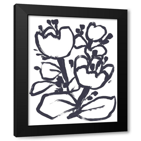 Carbon Flower II Black Modern Wood Framed Art Print with Double Matting by Vess, June Erica