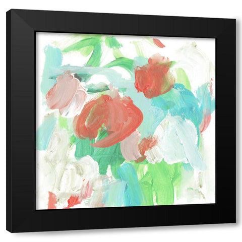 Cascading Green III Black Modern Wood Framed Art Print by Wang, Melissa