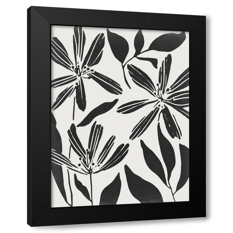 Black Flower Blooming II Black Modern Wood Framed Art Print with Double Matting by Wang, Melissa