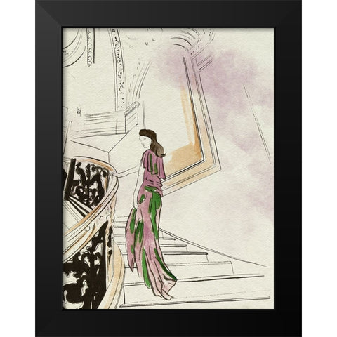 Back Glance II Black Modern Wood Framed Art Print by Wang, Melissa