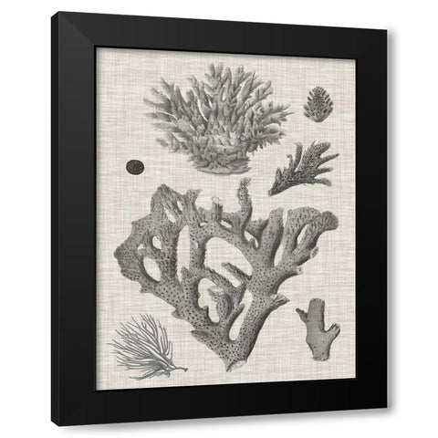 Coral on Linen II Black Modern Wood Framed Art Print by Vision Studio