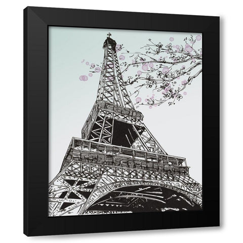 Spring in Paris I Black Modern Wood Framed Art Print with Double Matting by Wang, Melissa