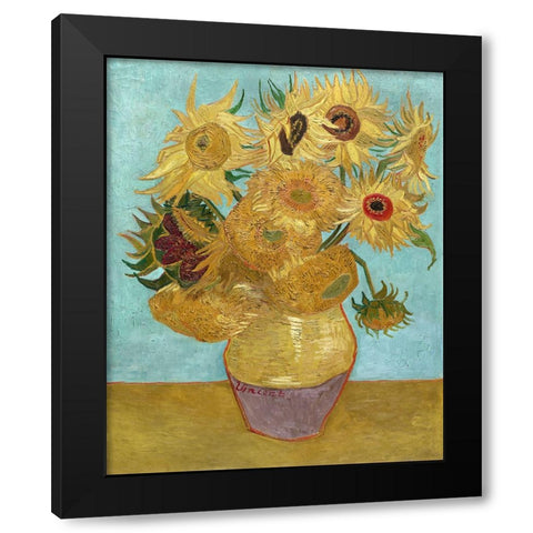 Van Gogh Sunflowers I Black Modern Wood Framed Art Print with Double Matting by Van Gogh, Vincent