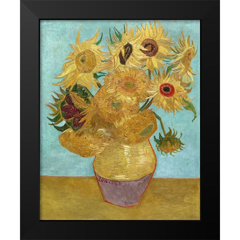 Van Gogh Sunflowers I Black Modern Wood Framed Art Print by Van Gogh, Vincent