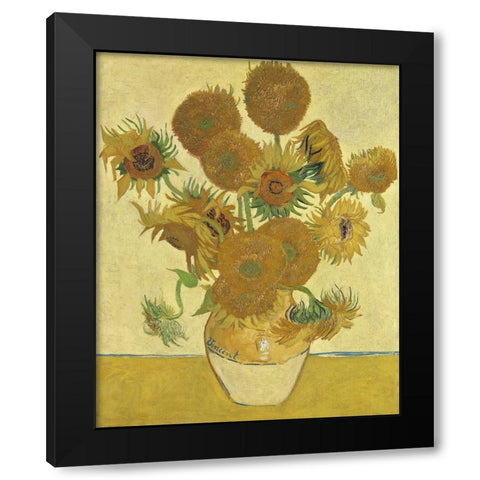 Van Gogh Sunflowers II Black Modern Wood Framed Art Print with Double Matting by Van Gogh, Vincent