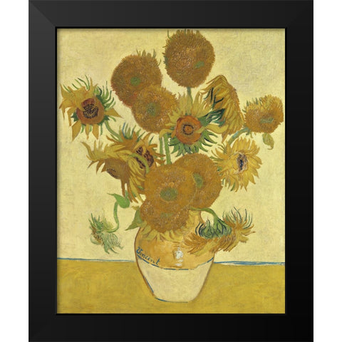 Van Gogh Sunflowers II Black Modern Wood Framed Art Print by Van Gogh, Vincent