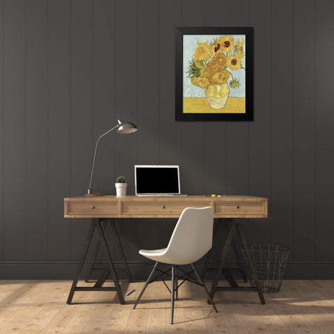 Van Gogh Sunflowers III Black Modern Wood Framed Art Print by Van Gogh, Vincent