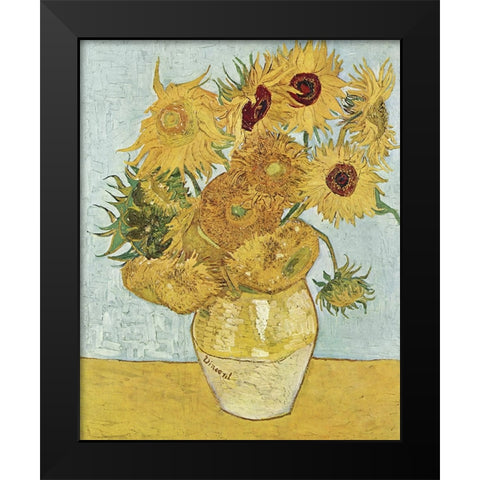 Van Gogh Sunflowers III Black Modern Wood Framed Art Print by Van Gogh, Vincent