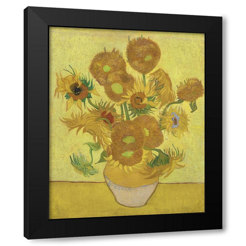 Van Gogh Sunflowers IV Black Modern Wood Framed Art Print with Double Matting by Van Gogh, Vincent